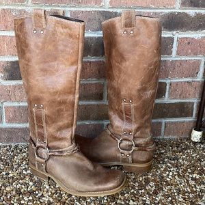 Brown Leather Riding or Motorcycle Boots. Sz 8M